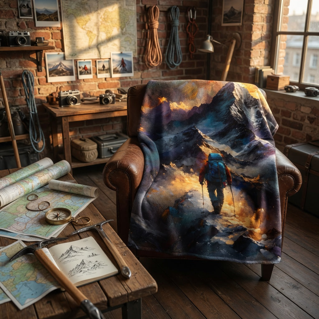 Celestial Ascent Throw Blanket | Cosmic Mountain Art Home Decor | Bullfrog Prints Canada