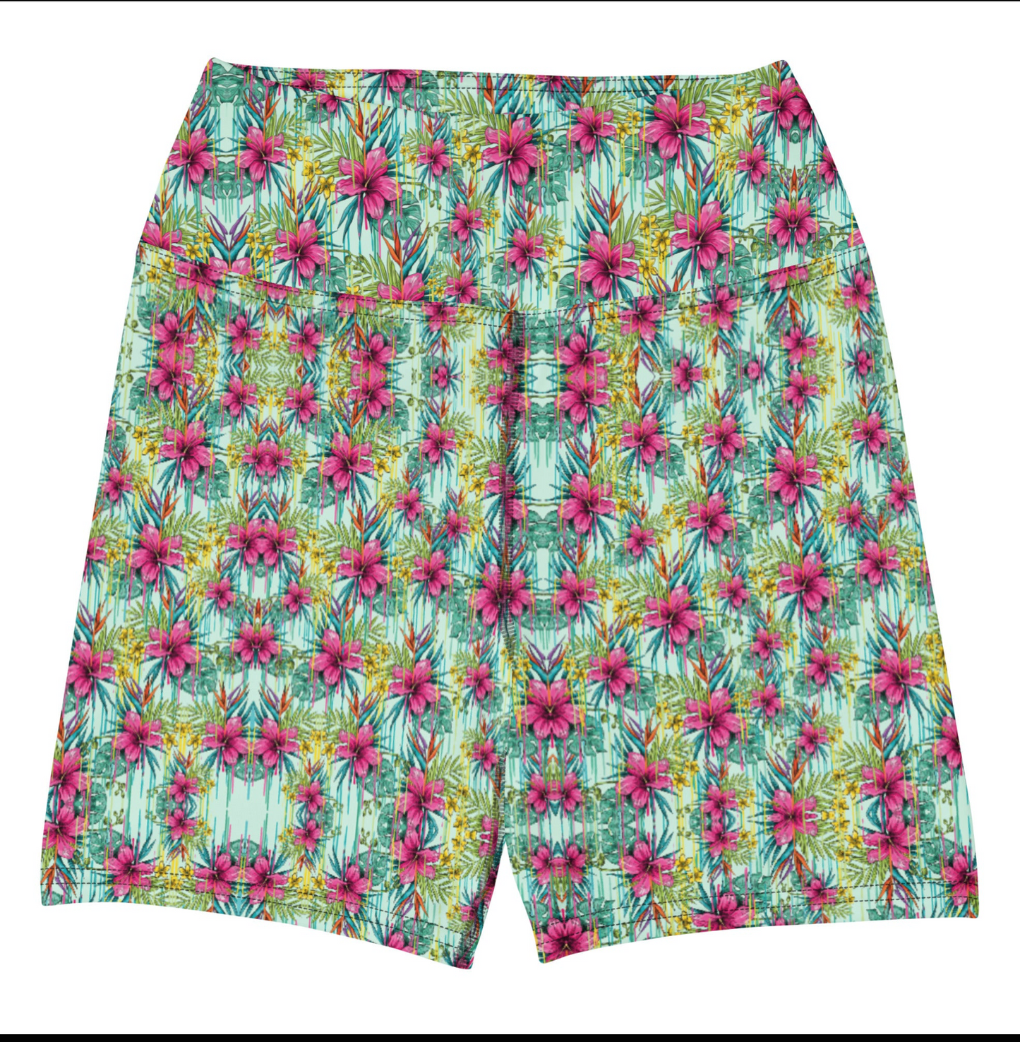 Mint Blossom | Floral All-Over Print Recycled High-Waisted Shorts | Women's Activewear Canada