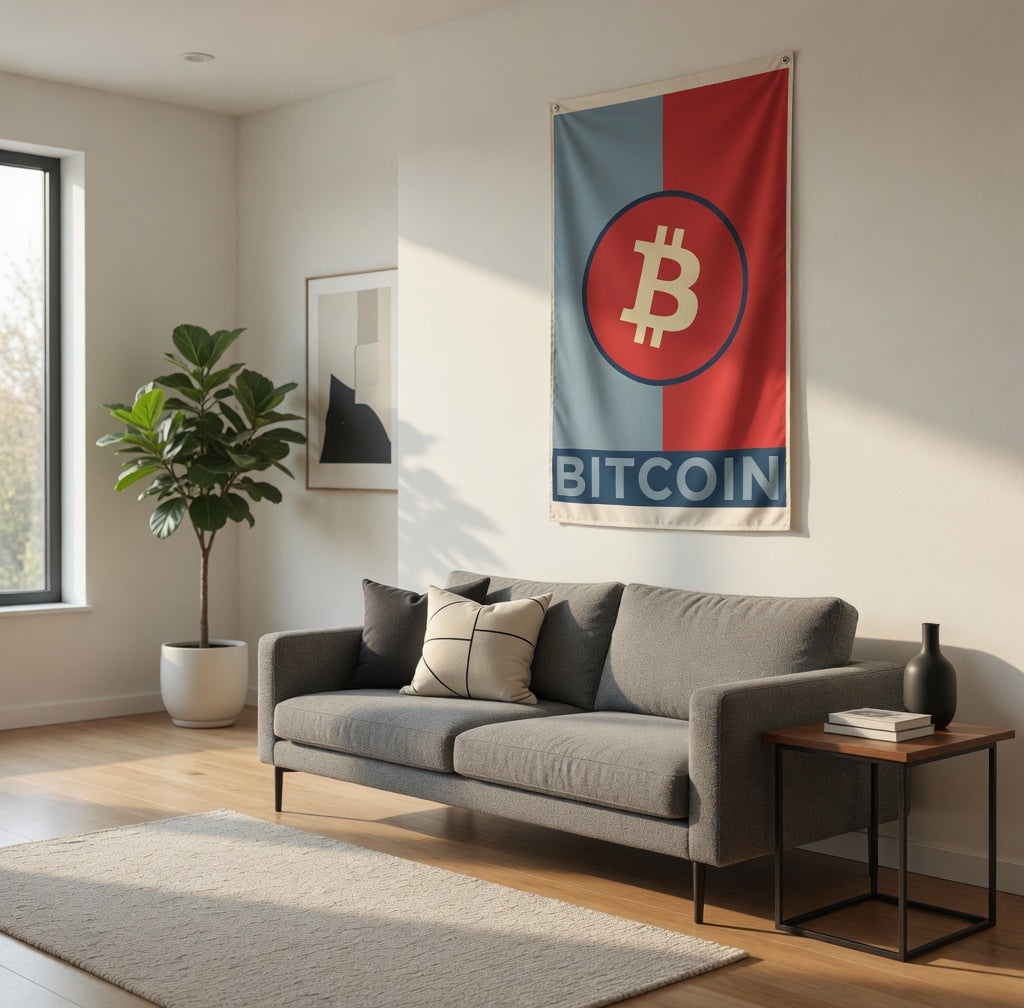 Hope Reimagined Bitcoin Wall Flag - Bullfrog Prints Canada