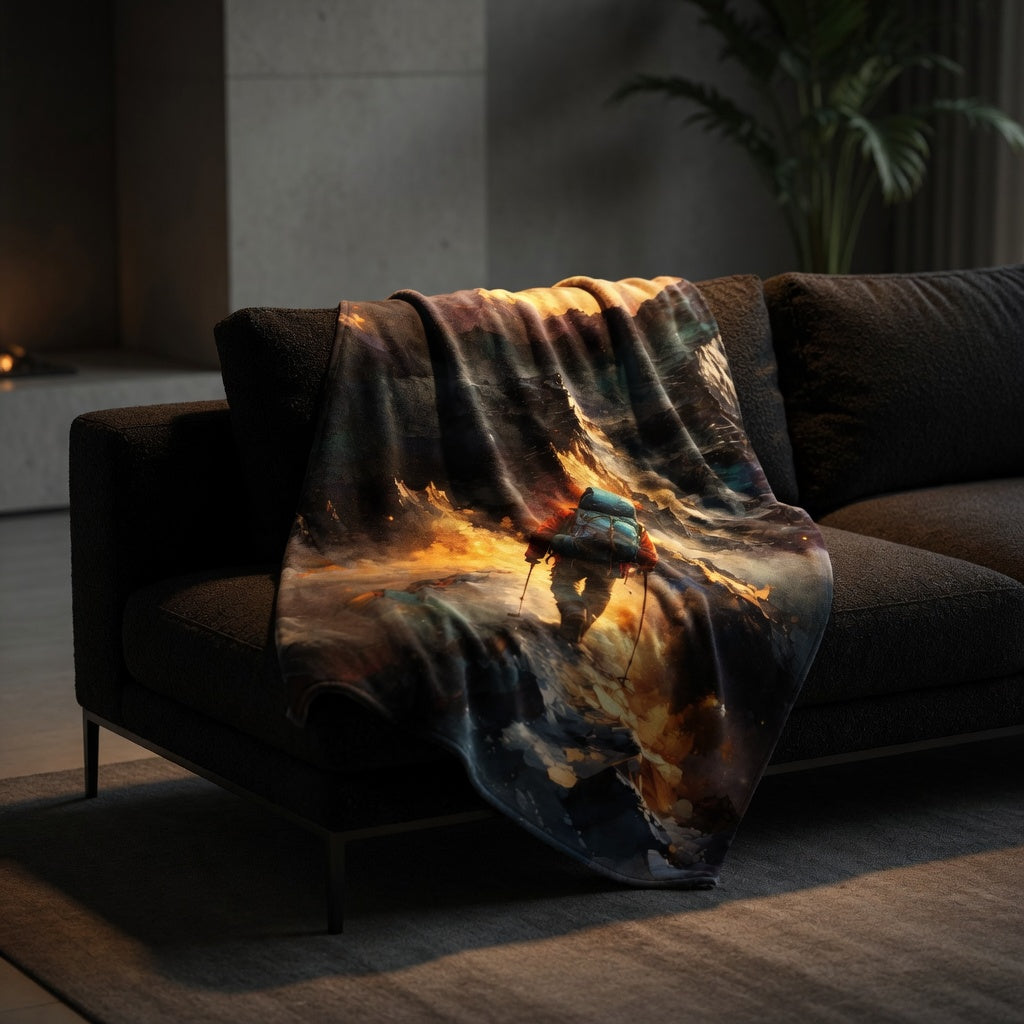 Celestial Ascent Throw Blanket | Cosmic Mountain Art Home Decor | Bullfrog Prints Canada