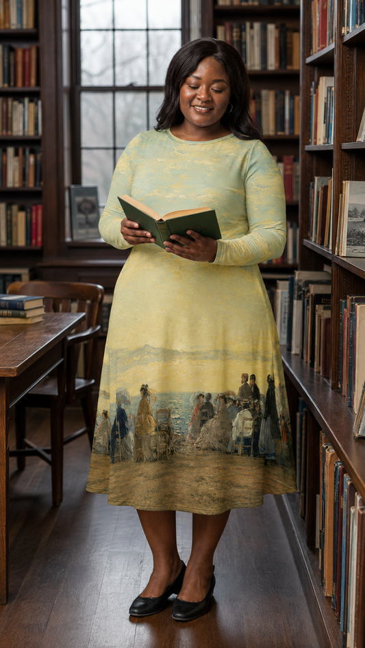 The Last Light at Trouville Long-Sleeve Midi Dress