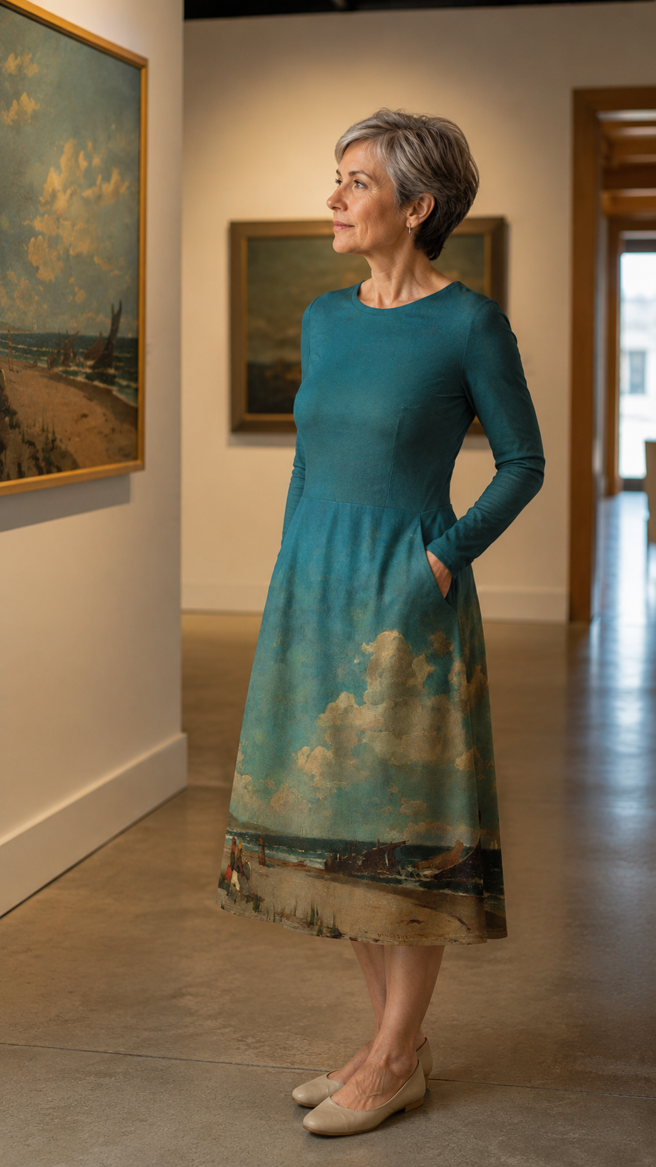 Nantasket Beach Long-Sleeve Midi Dress