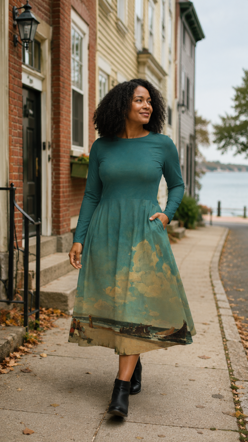 Nantasket Beach Long-Sleeve Midi Dress
