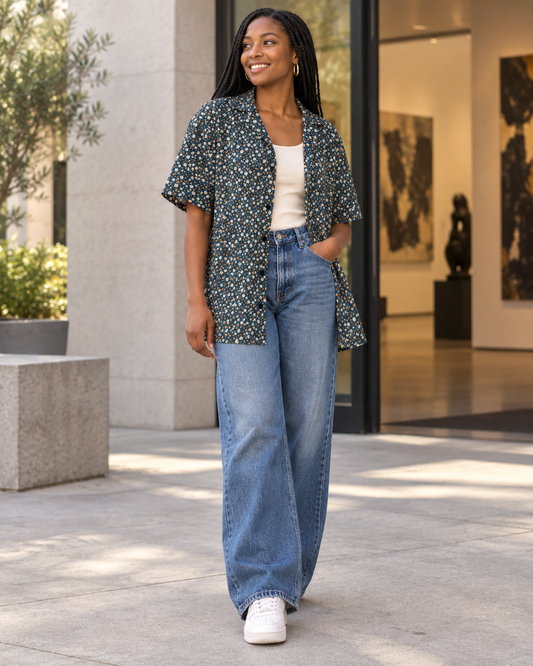 Denim Dusk Calico Button Shirt