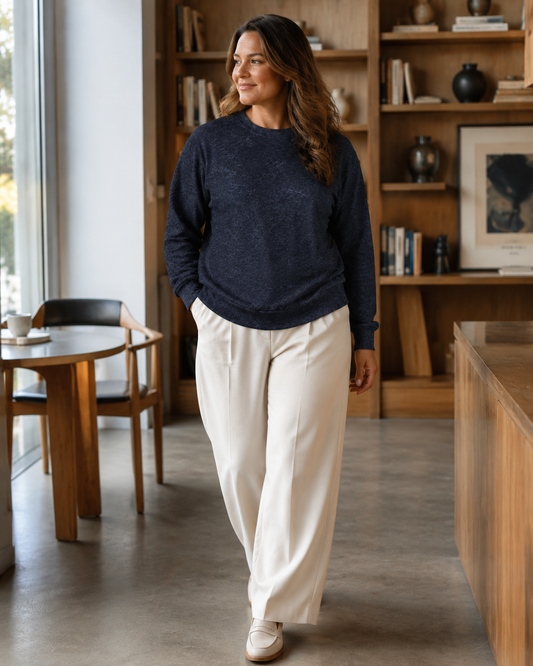 Atelier Mélange — Midnight Navy Oversized Cotton Sweatshirt