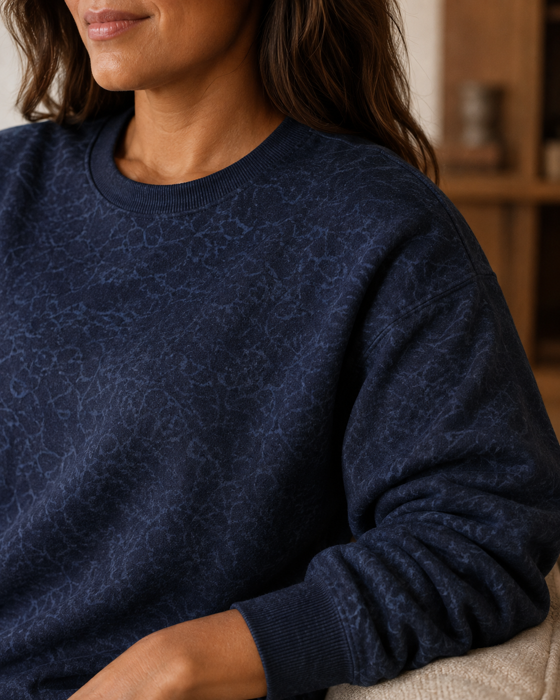 Atelier Mélange — Sweat-shirt unisexe ample en coton bleu marine
