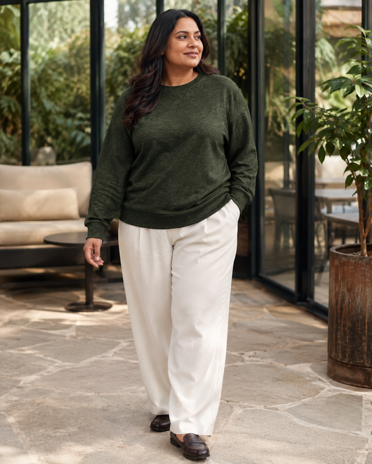 Atelier Mélange — Forest Ink Oversized Cotton Sweatshirt