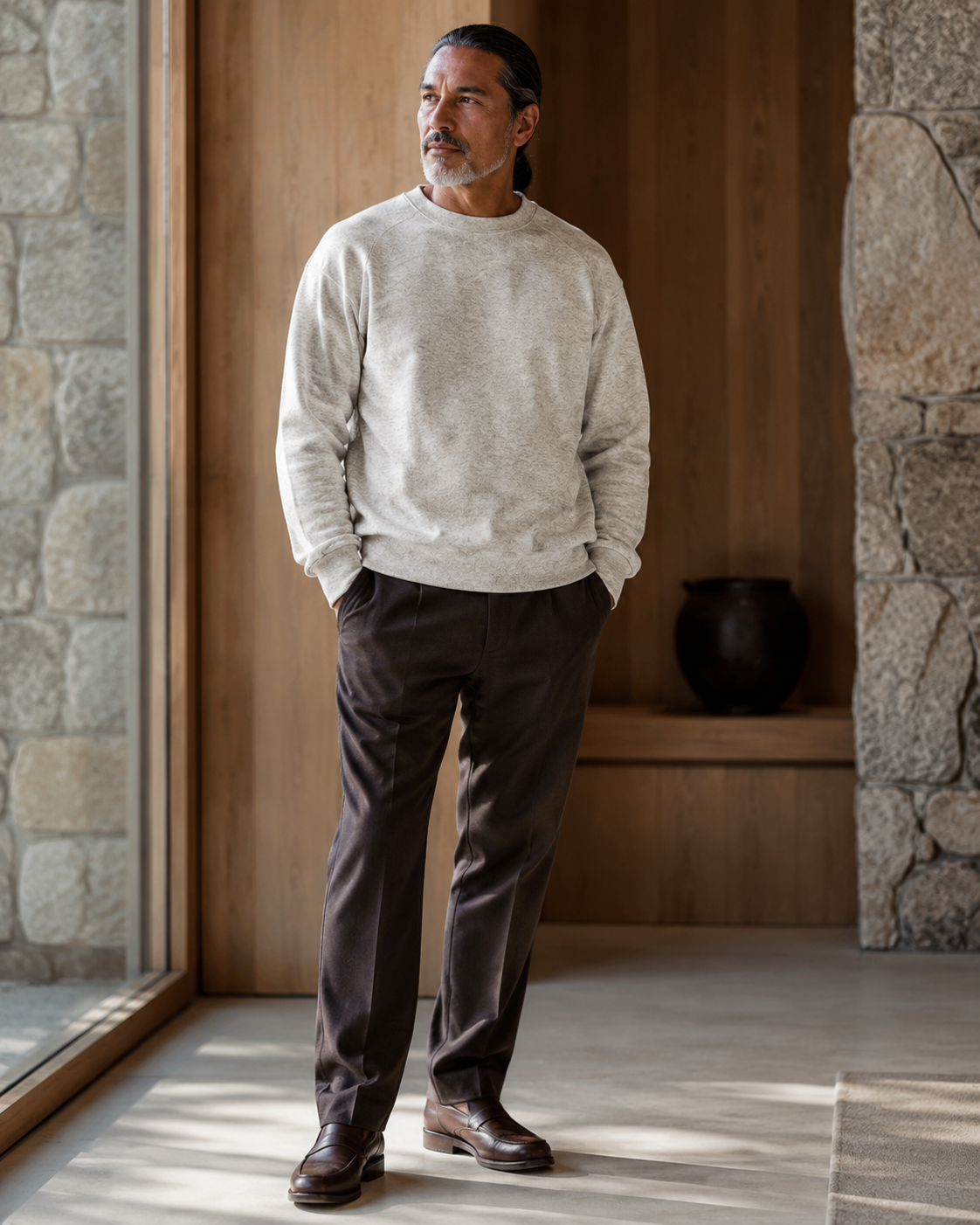 Atelier Mélange — Oat Stone Oversized Cotton Sweatshirt