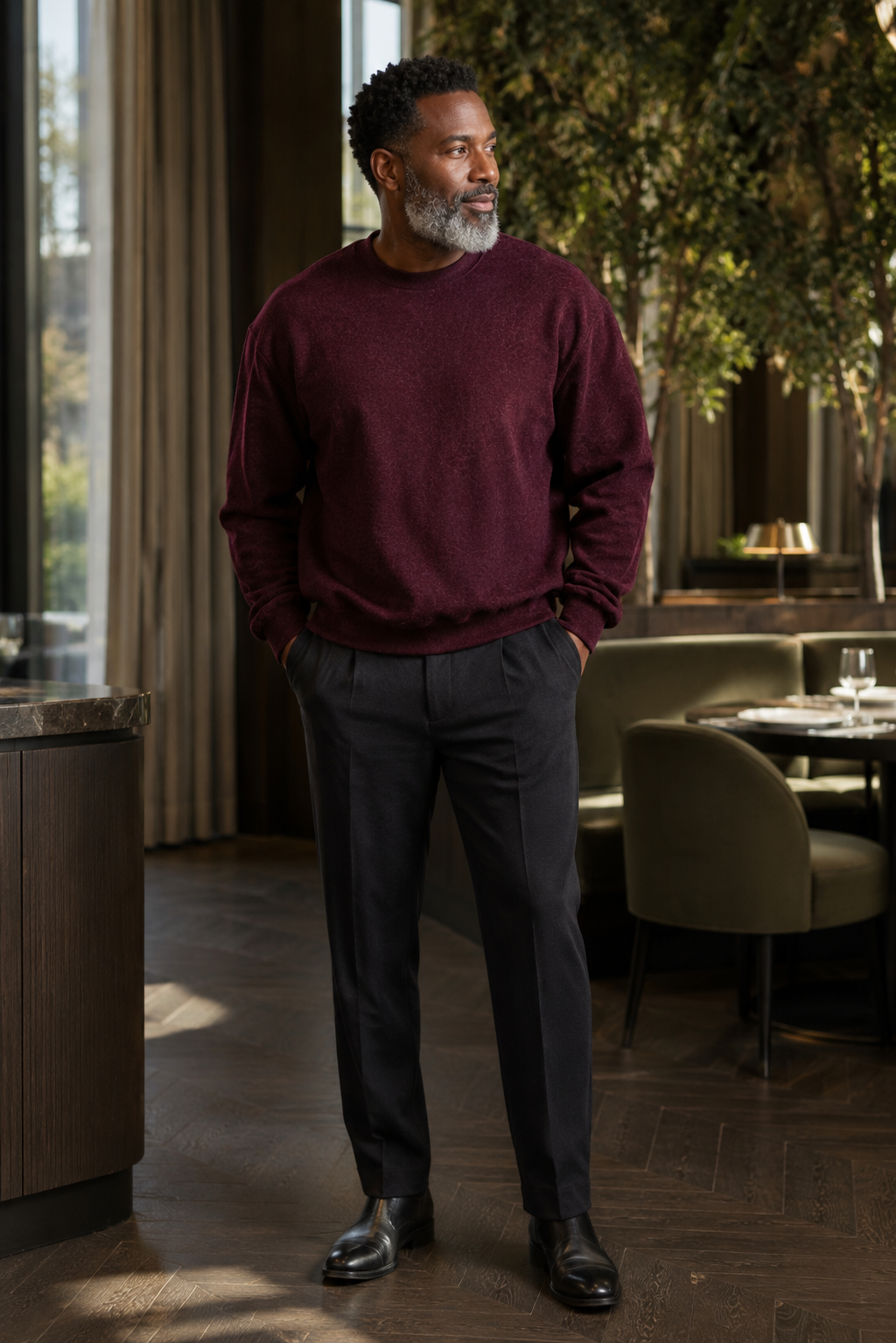 Atelier Mélange — Sweat-shirt surdimensionné en coton Deep Merlot