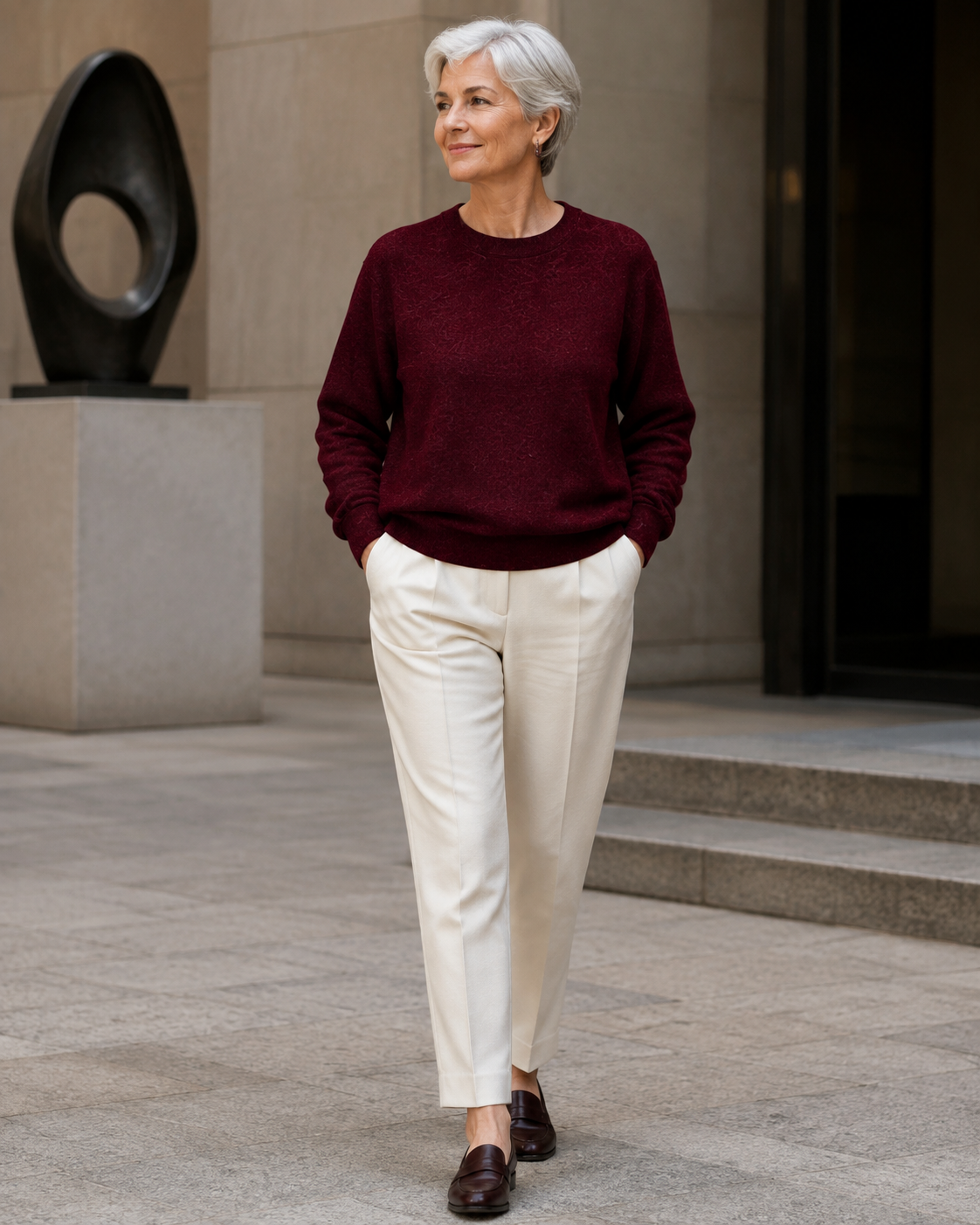 Atelier Mélange — Sweat-shirt surdimensionné en coton Deep Merlot