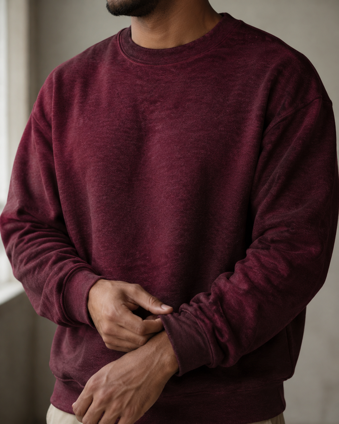 Atelier Mélange — Sweat-shirt surdimensionné en coton Deep Merlot