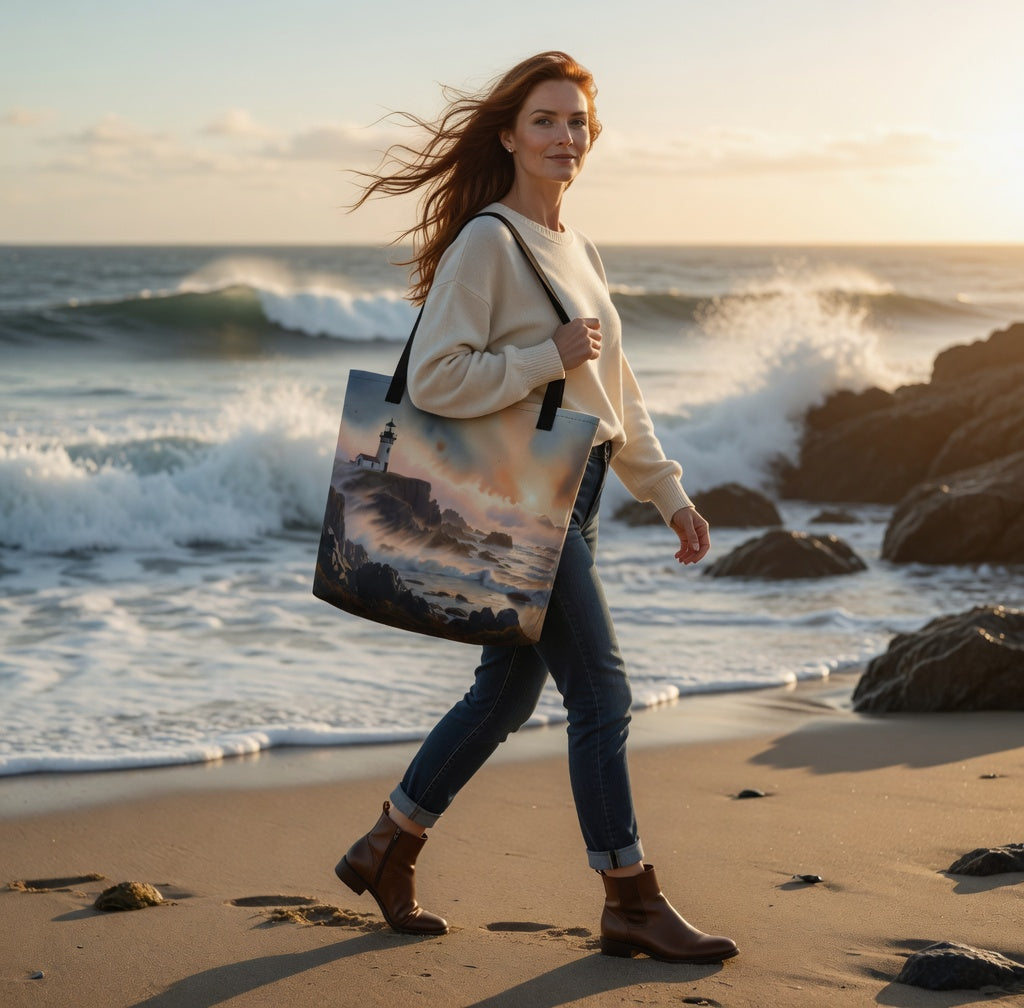 Romantic Dawn | Newfoundland Lighthouse Art Tote Bag | Bullfrog Prints Canada