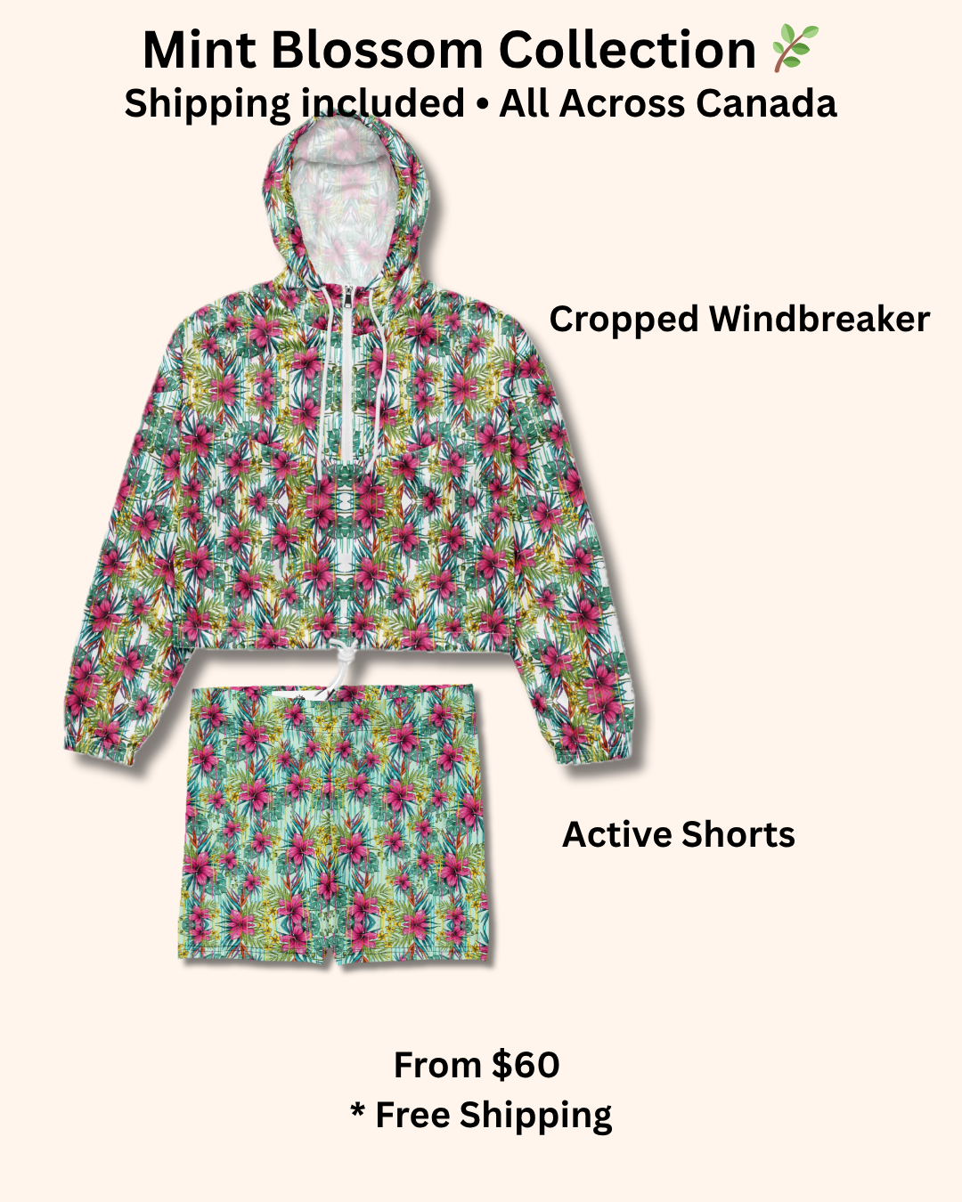 Mint Blossom | Floral All-Over Print Recycled Active Shorts | Women's Wearable Art Activewear
