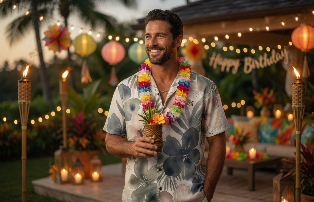 Elegant Watercolour Tropical | Sage Blush & Teal Floral Hawaiian Shirt | Unisex Resort Wear
