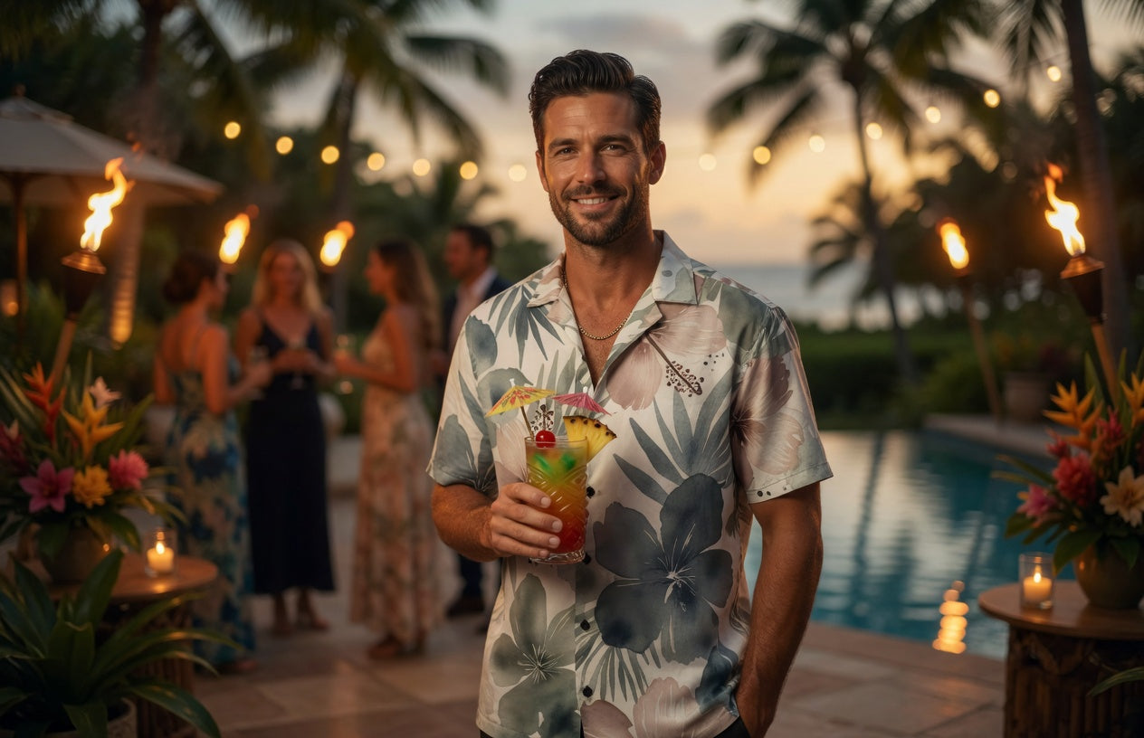 Elegant Watercolour Tropical | Sage Blush & Teal Floral Hawaiian Shirt | Unisex Resort Wear