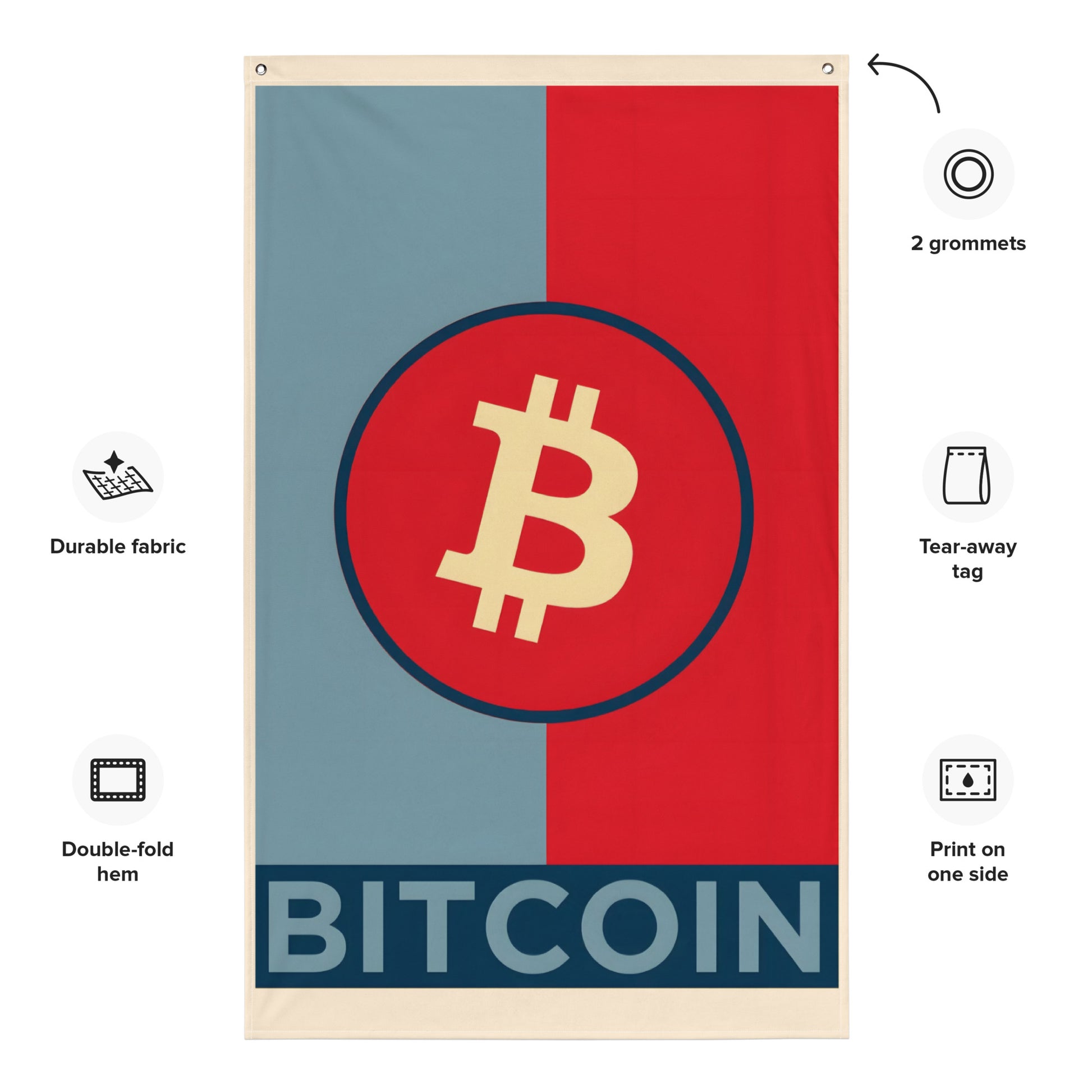 Hope Reimagined Bitcoin Wall Flag - Bullfrog Prints Canada