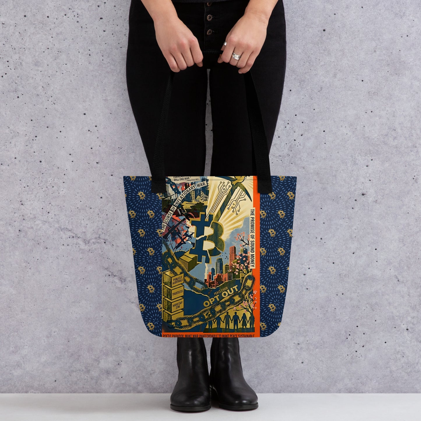 Opt Out Graphic Anti-System Statement Carryall Tote Bag - Bullfrog Prints Canada