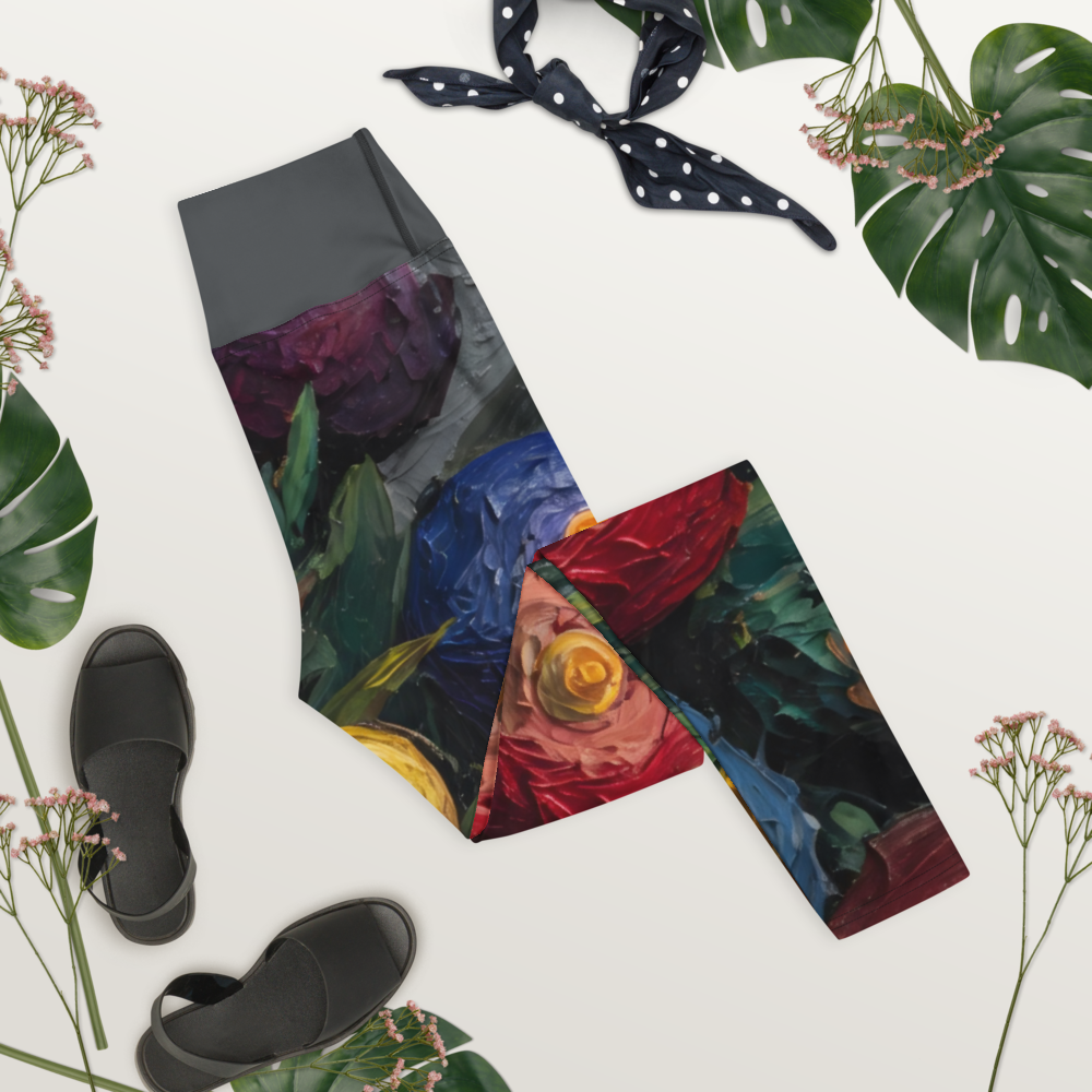 Petal Pop Motion | Painterly Floral Yoga Leggings | Bullfrog Prints Canada