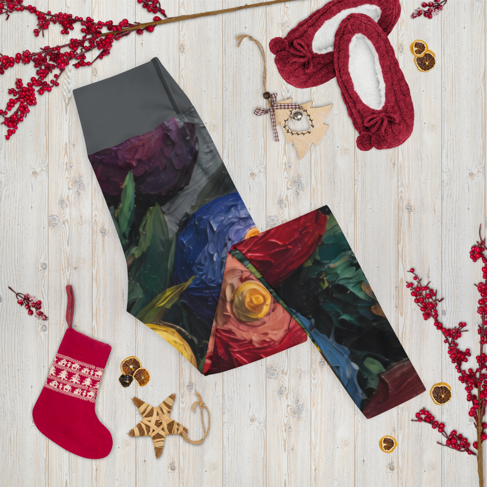 Petal Pop Motion | Painterly Floral Yoga Leggings | Bullfrog Prints Canada