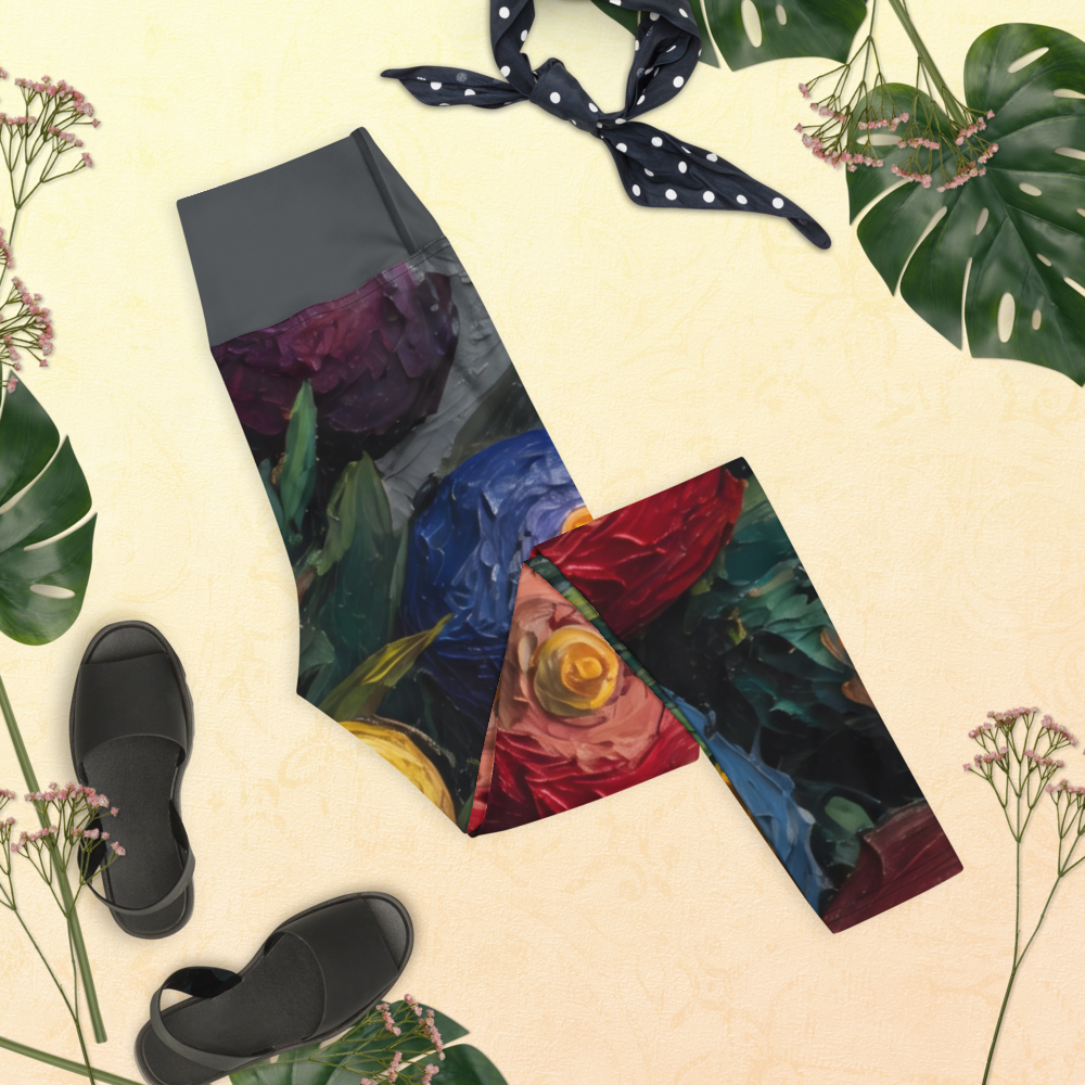 Petal Pop Motion | Painterly Floral Yoga Leggings | Bullfrog Prints Canada
