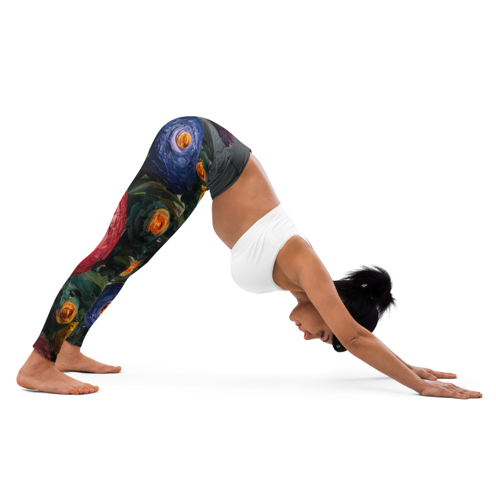 Petal Pop Motion | Painterly Floral Yoga Leggings | Bullfrog Prints Canada