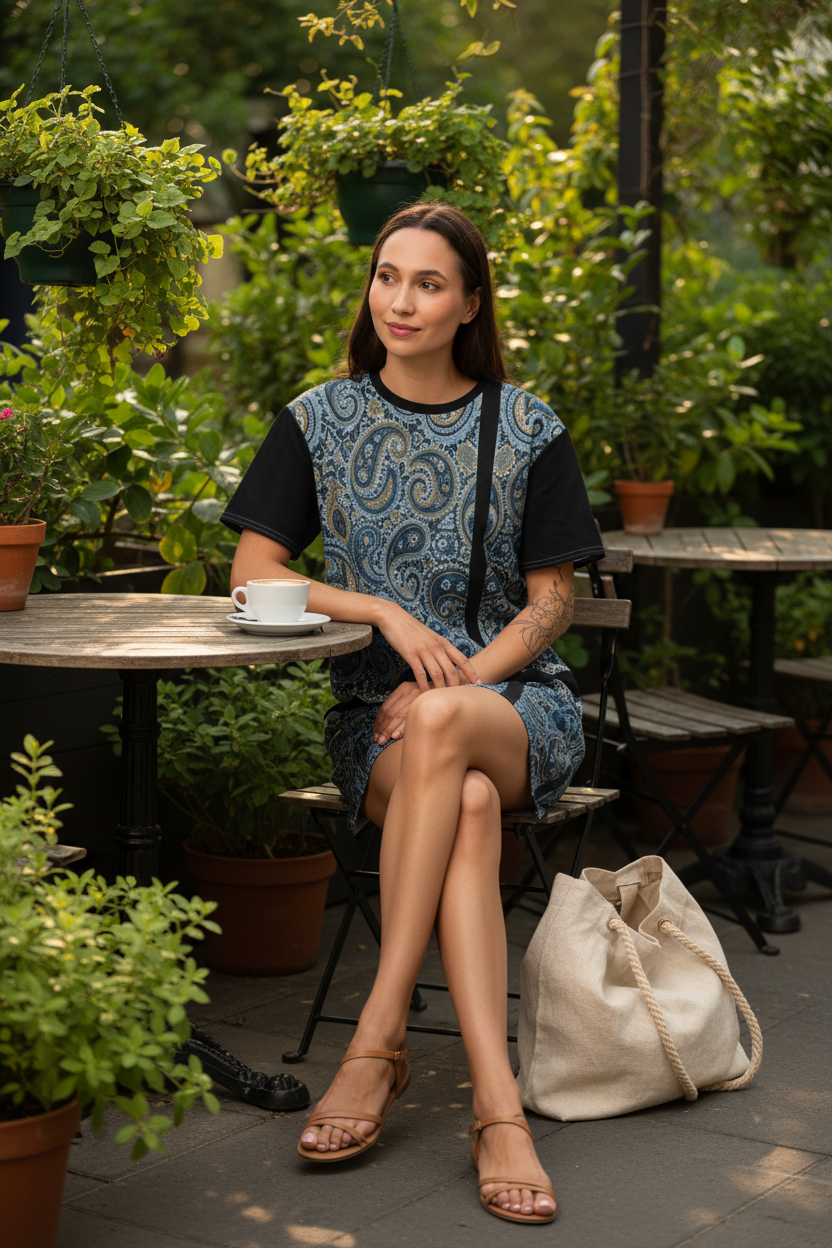 Blue Paisley - Tall - Café