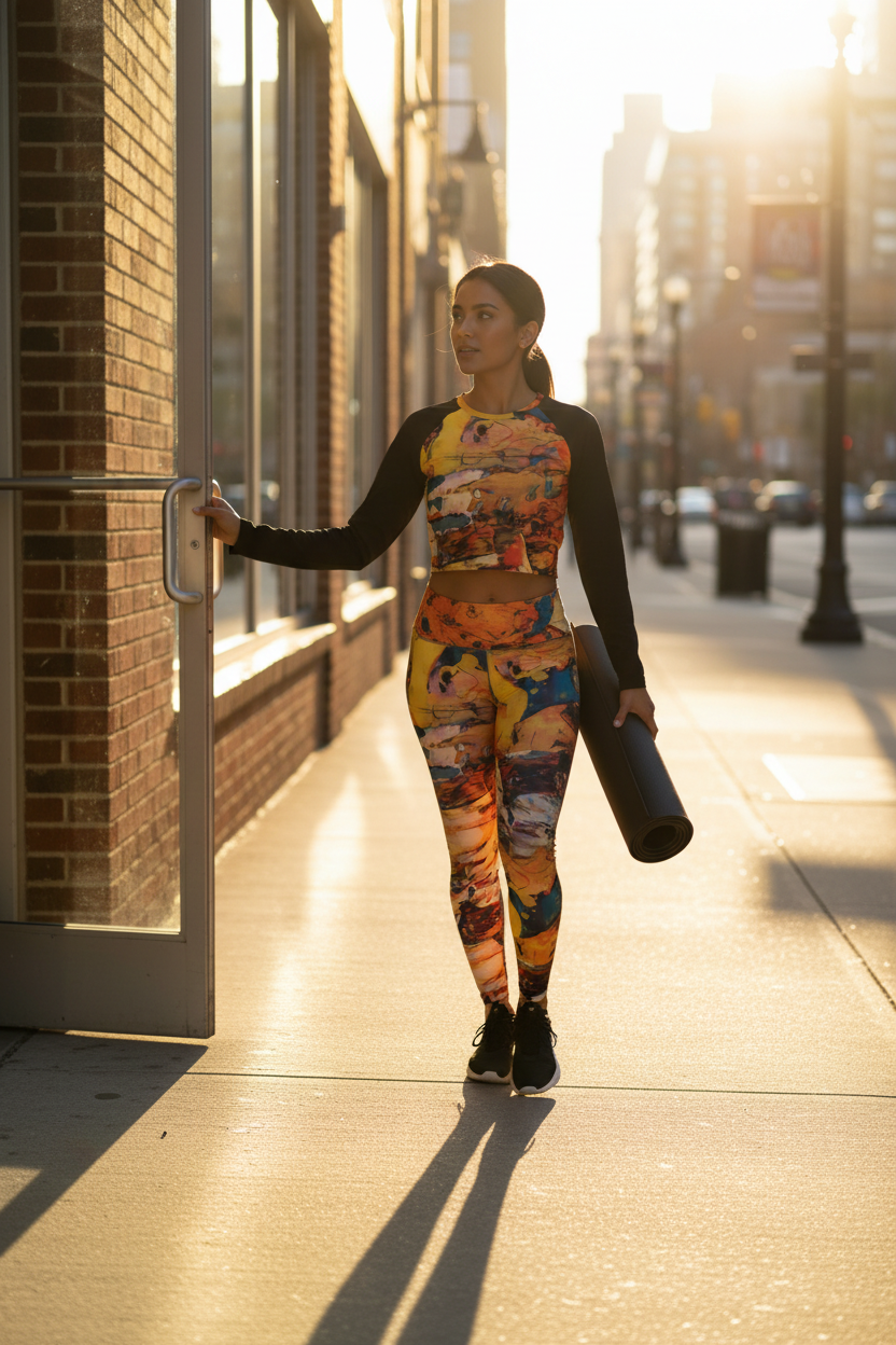 Ember Drift Crop Top - Golden Hour Gym Exit