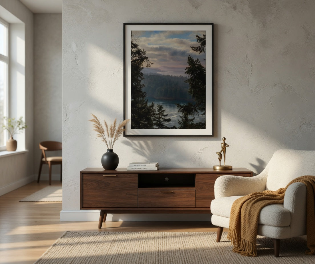 The Passage Reimagined | Gulf Islands Oil Painting Framed Canvas Print | Galiano Island Art | British Columbia Wall Art