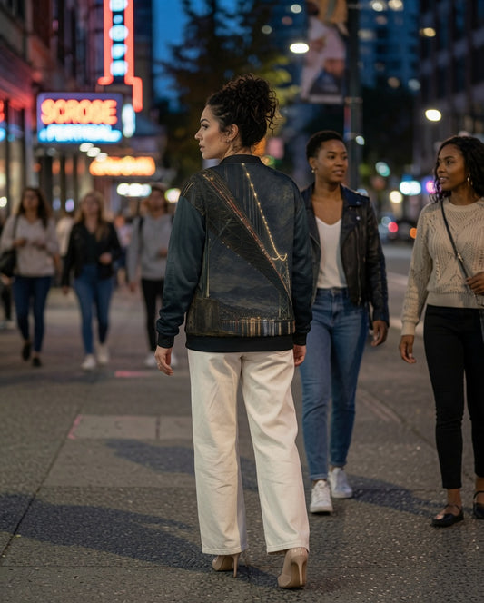 Under the Lions Gate Bridge Wearable Art Bomber Jacket