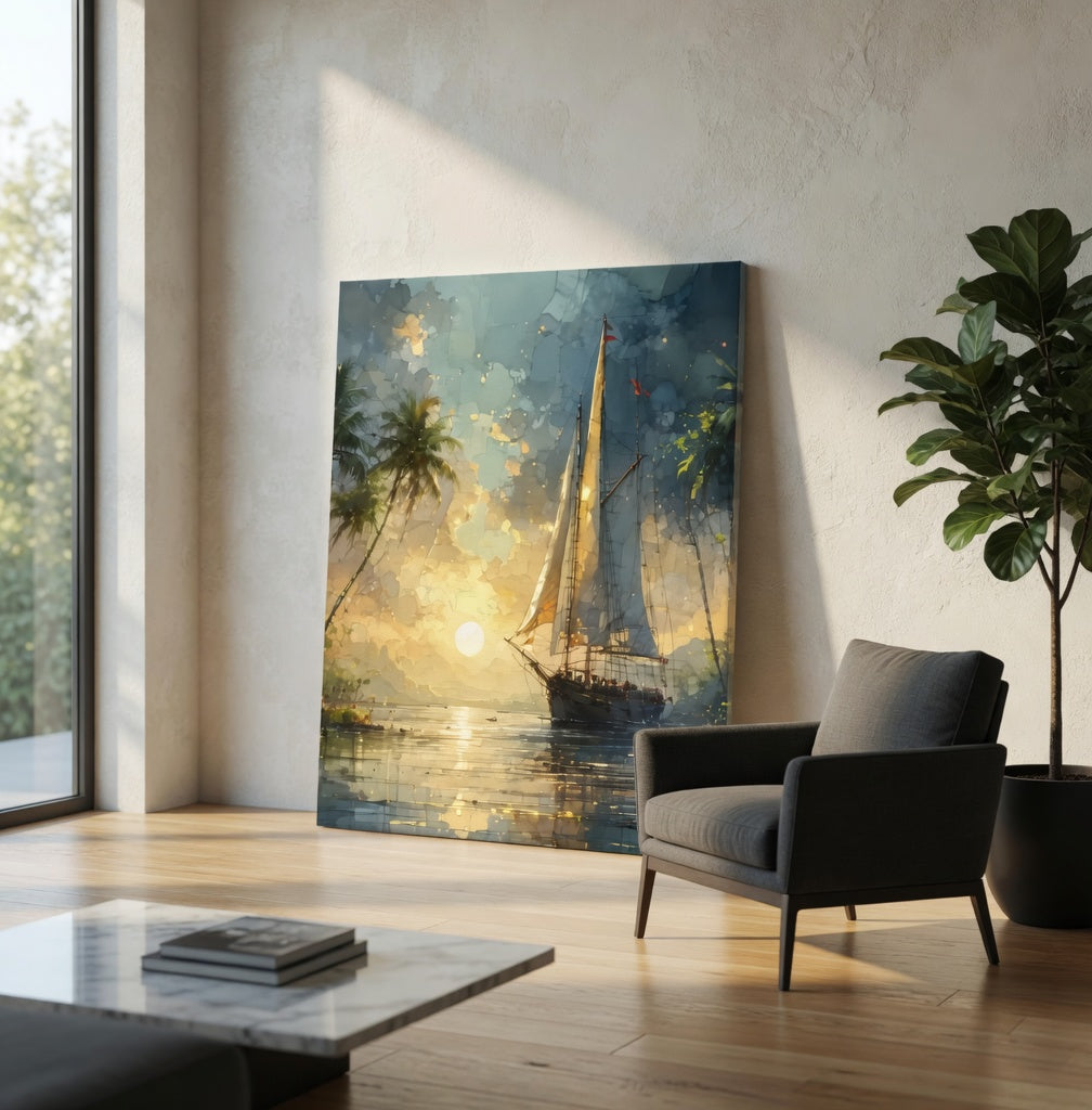 Golden Horizon Sail Canvas Print