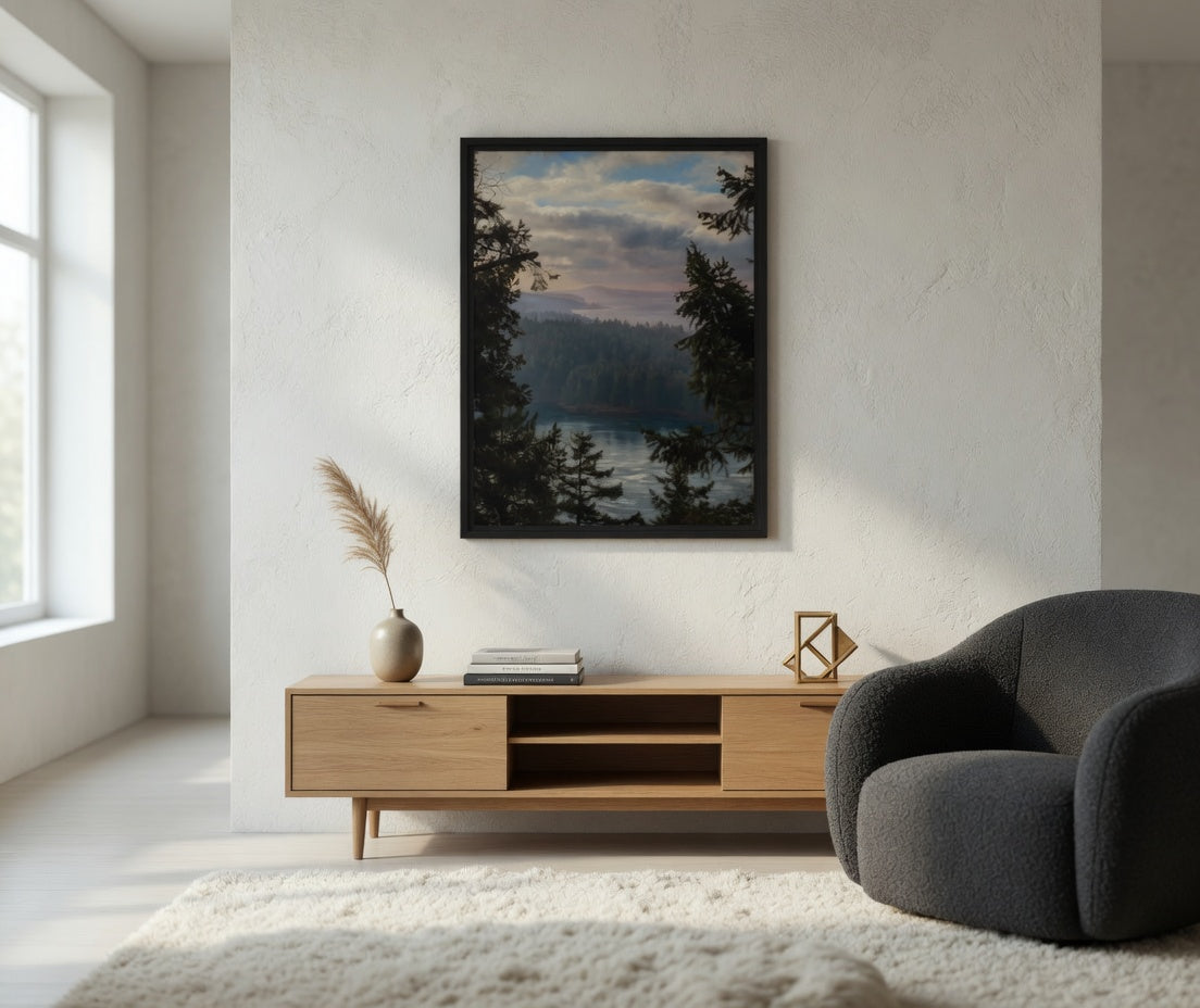 The Passage Reimagined | Gulf Islands Oil Painting Framed Canvas Print | Galiano Island Art | British Columbia Wall Art