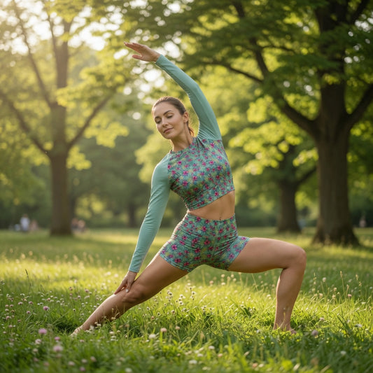 Mint Blossom | Floral All-Over Print Recycled Long-Sleeve Crop Top | Women's Activewear Canada
