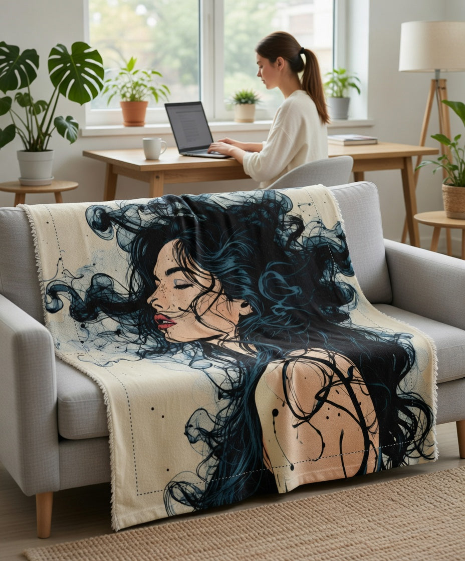 Wild Serenity Throw Blanket | Elegant Feminine Art Home Decor | Bullfrog Prints Canada