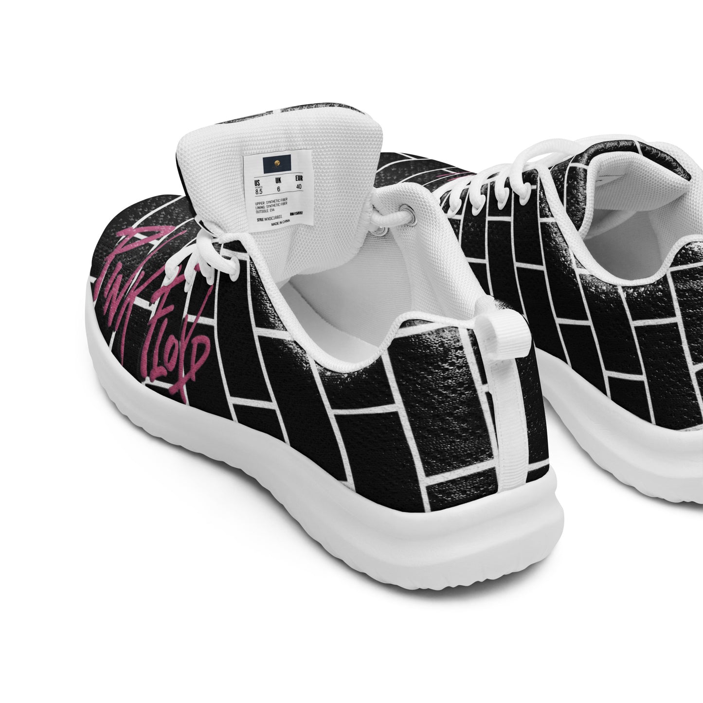 Pink Flop The Wall | Brick Wall Graphic Men's Athletic Shoes | Rock Music Wearable Art