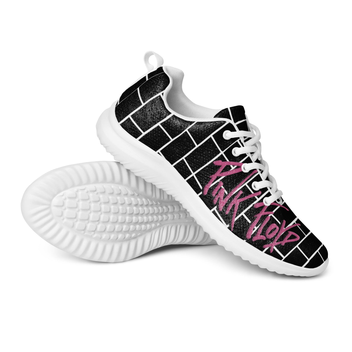 Pink Flop The Wall | Brick Wall Graphic Men's Athletic Shoes | Rock Music Wearable Art