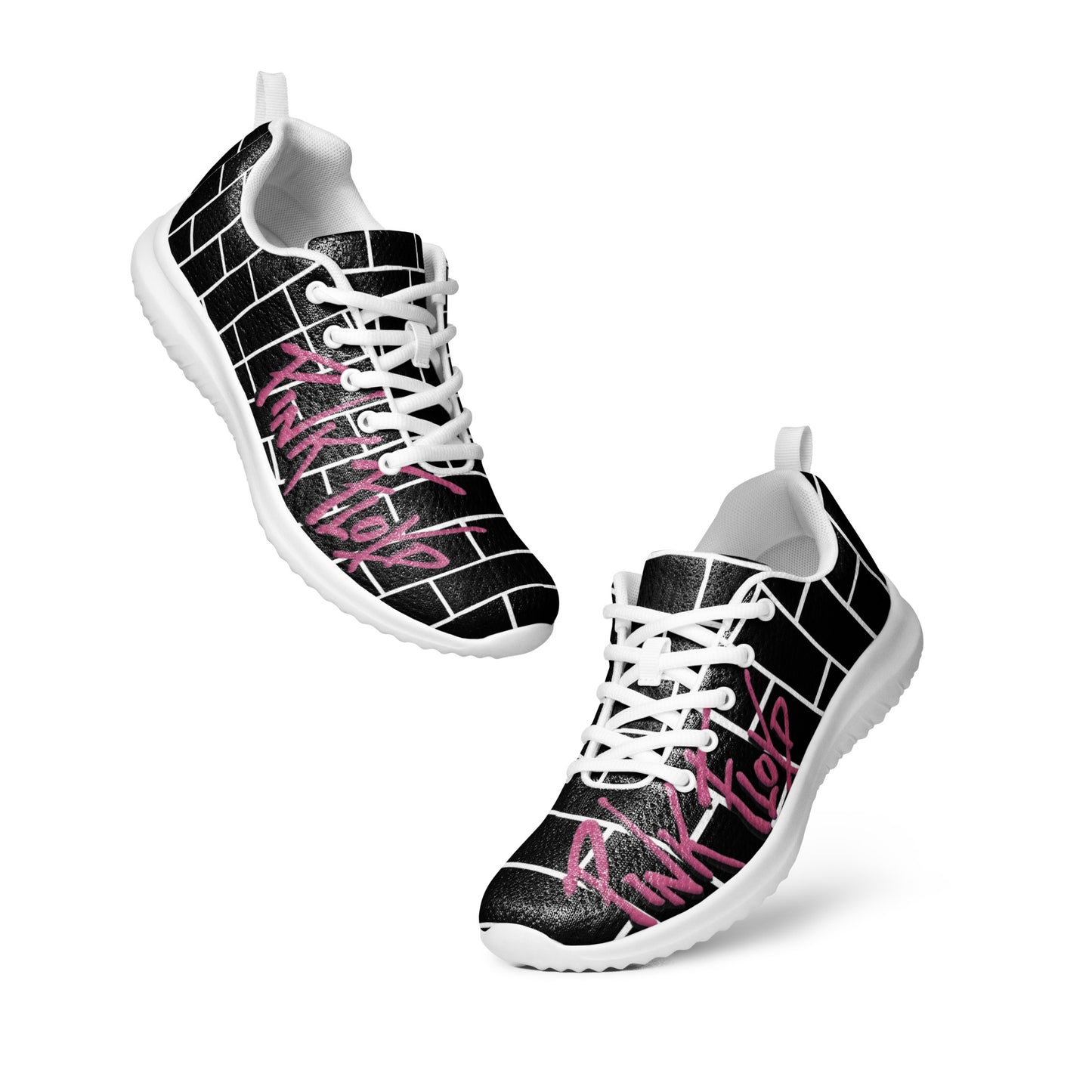 Pink Flop The Wall | Brick Wall Graphic Men's Athletic Shoes | Rock Music Wearable Art