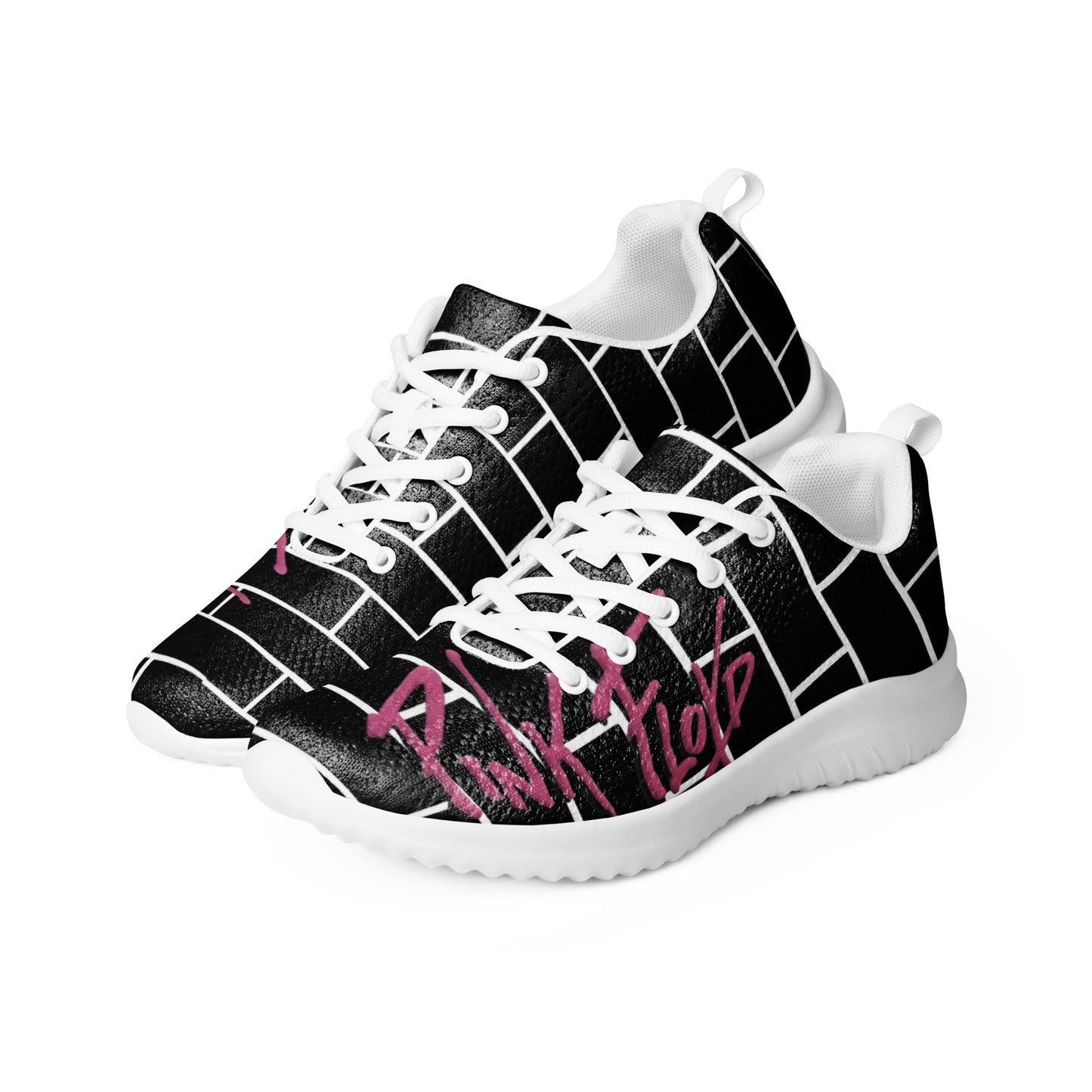 Pink Flop The Wall | Brick Wall Graphic Men's Athletic Shoes | Rock Music Wearable Art