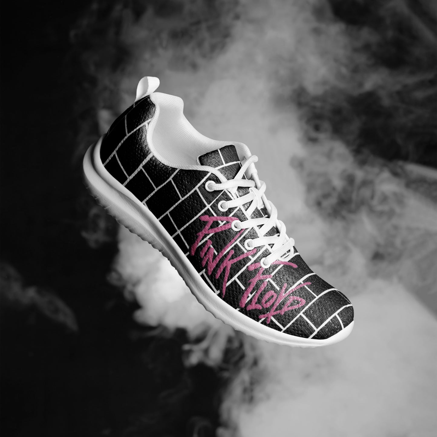 Pink Flop The Wall | Brick Wall Graphic Men's Athletic Shoes | Rock Music Wearable Art