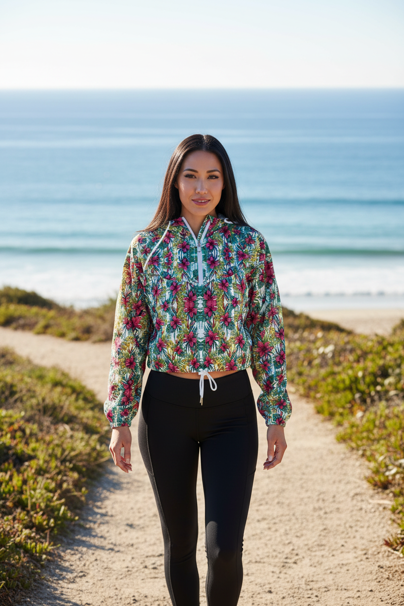Mint Blossom Cropped Windbreaker Slim Model Redo