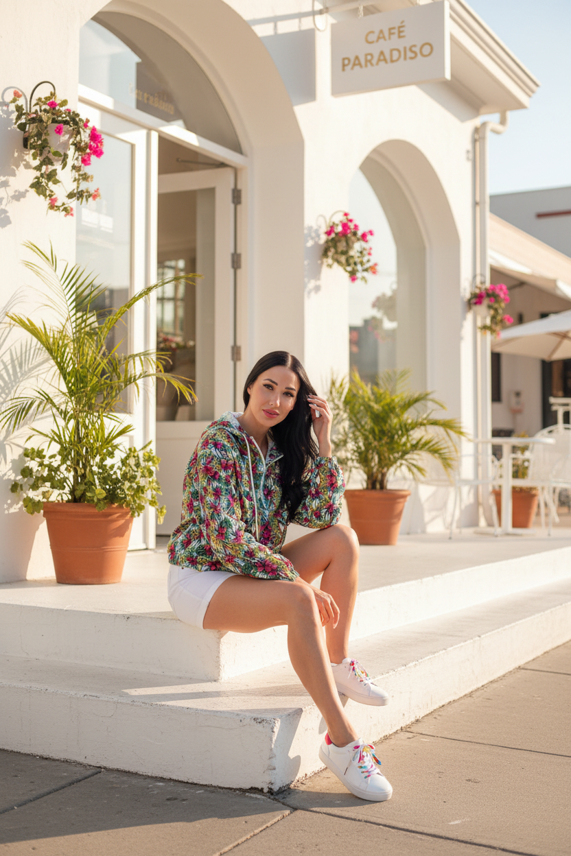 Mint Blossom Windbreaker Petite Model