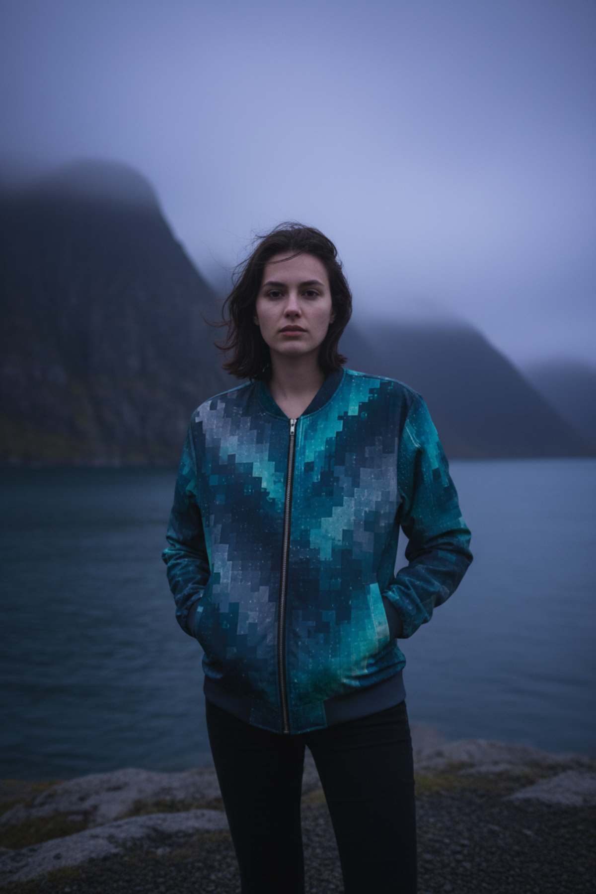 Neon Fjord Bomber Jacket Lifestyle Mockup