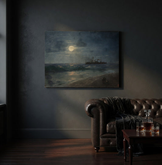 Ship by Moonlight by Ivan Aivazovsky | Moody Ocean Canvas Print | Bullfrog Prints Canada