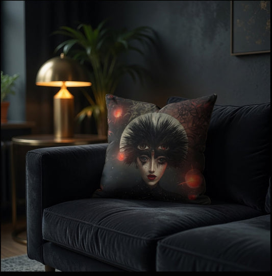 Eclipse of the Inner Eye Surreal Art Premium Pillow