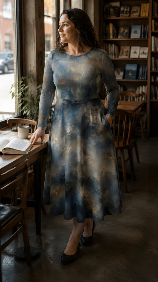 Stormlight Long-Sleeve Midi Dress