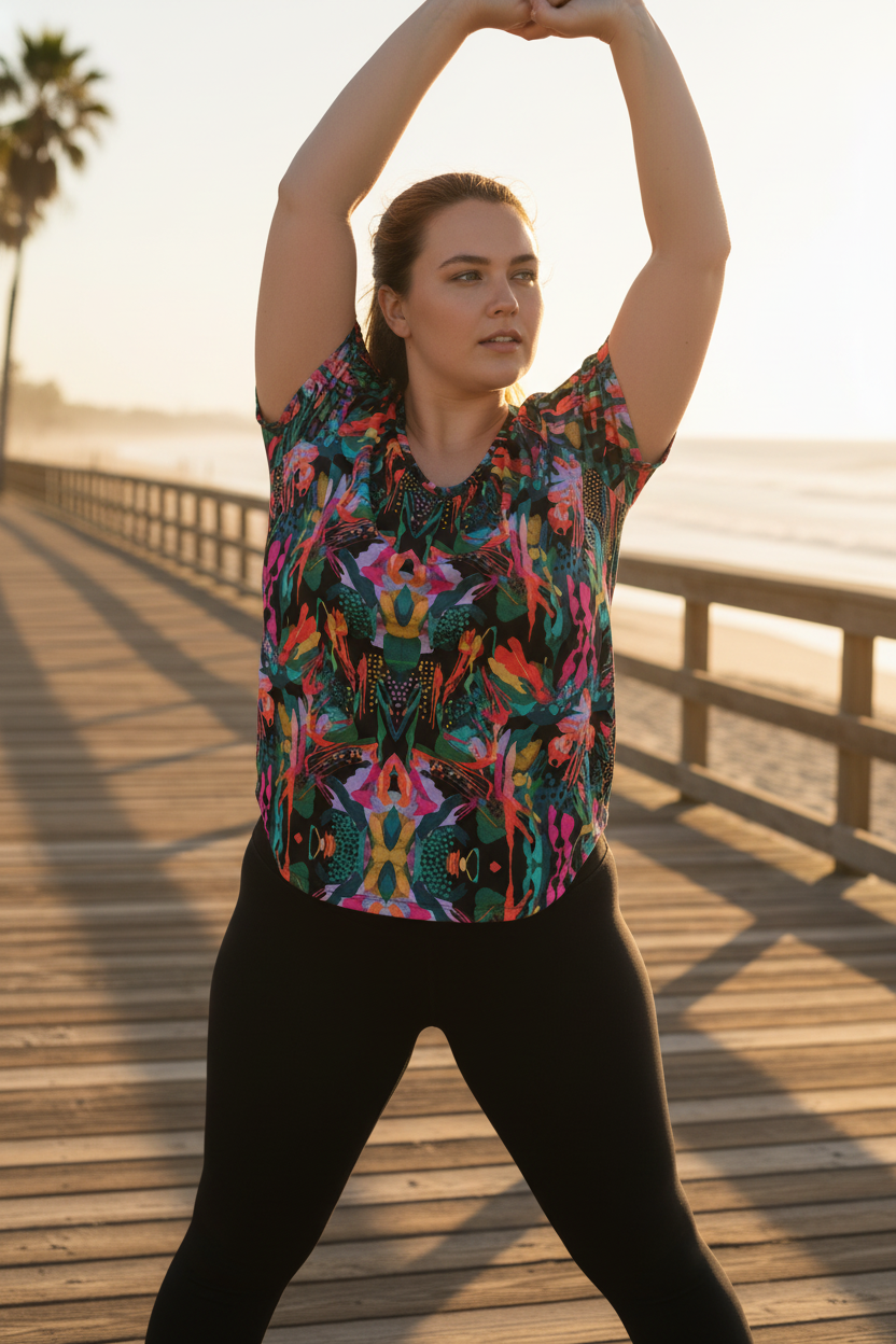 Tide Pool Athletic T-Shirt Curvy Model